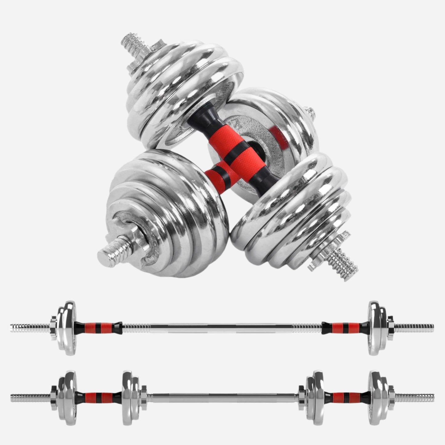 Transform Home Workouts with a 20kg Cast Iron Adjustable Weight Set – Dual Dumbbell & Barbell Function for Strength Training, Built with Durable Steel Plates