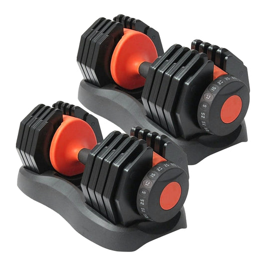 Adjustable Dumbbells 25kg Pair – Multi-Weight Dial System with 10 Increments & Safety Lock, Ideal for Home Fitness & Muscle Building