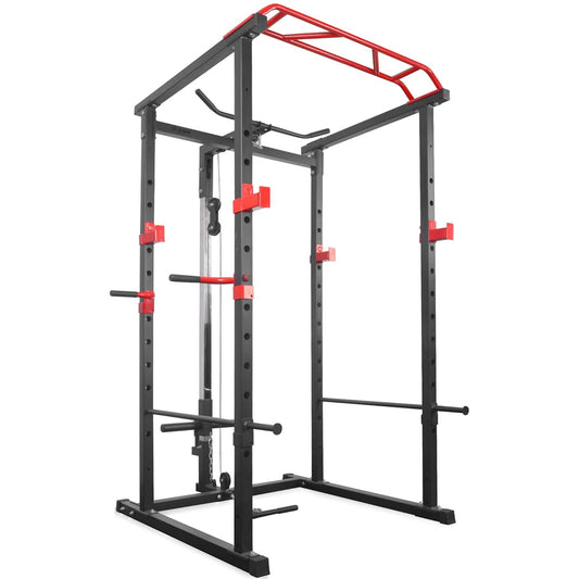 Ultimate Strength Training Station | Full-Feature Power Rack with Adjustable Cable Pulley System, Pull-Up Bar & Multi-Use Cage for Home & Commercial Gyms