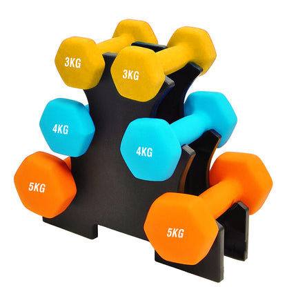 Space-Saving Neoprene Dumbbell Rack – 3 or 5 Tier Vertical Stand for Home Gym | Compact Weight Organizer with Optional Dumbbells Included