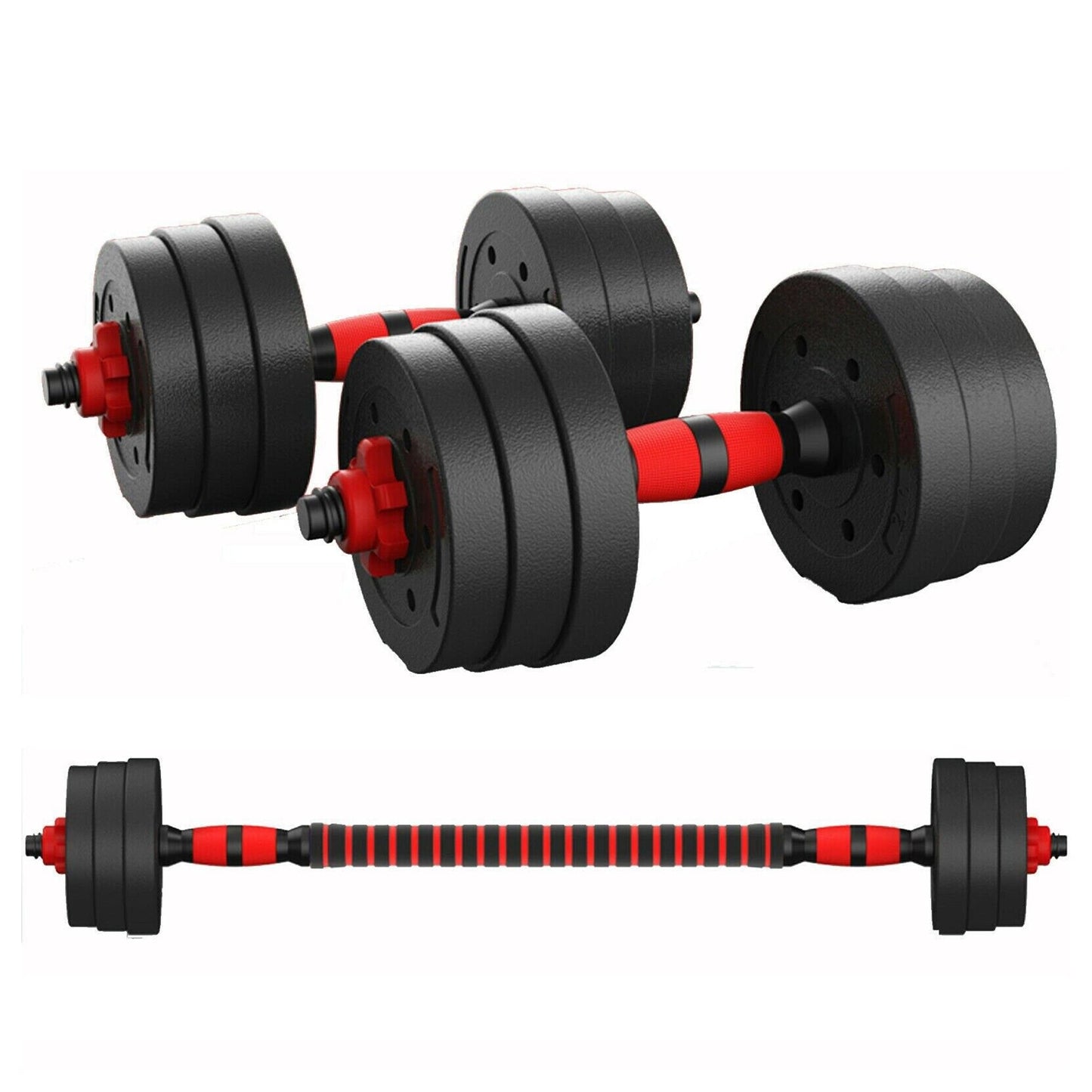 Versatile Fitness Weight Set – 30/25/20 kg Adjustable Vinyl-Coated Dumbbells & Barbell with Connector, Anti-Slip Grip, Ideal for Home Strength Training