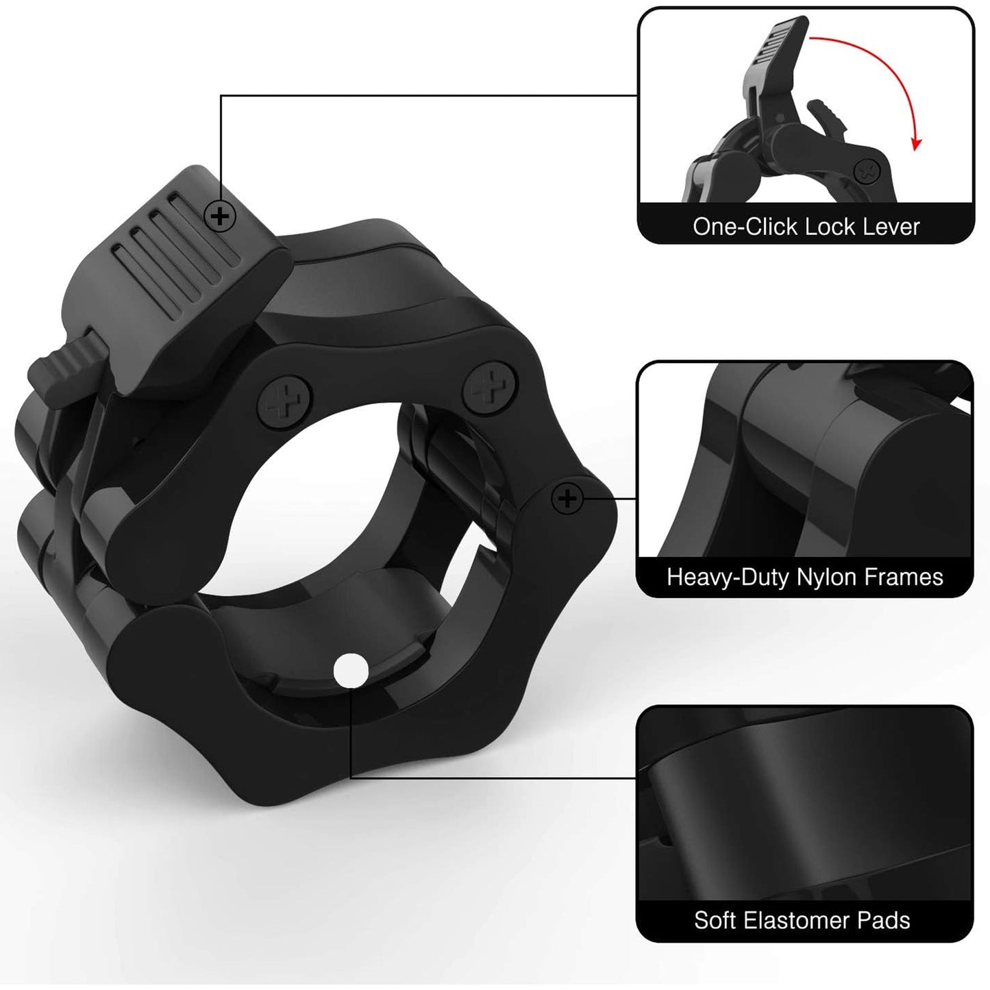 Quick-Lock Barbell Collars – 2" Olympic Clips (Pair) for Secure Weightlifting | Heavy-Duty Fast Release Clamps for CrossFit, Powerlifting & Gym Training