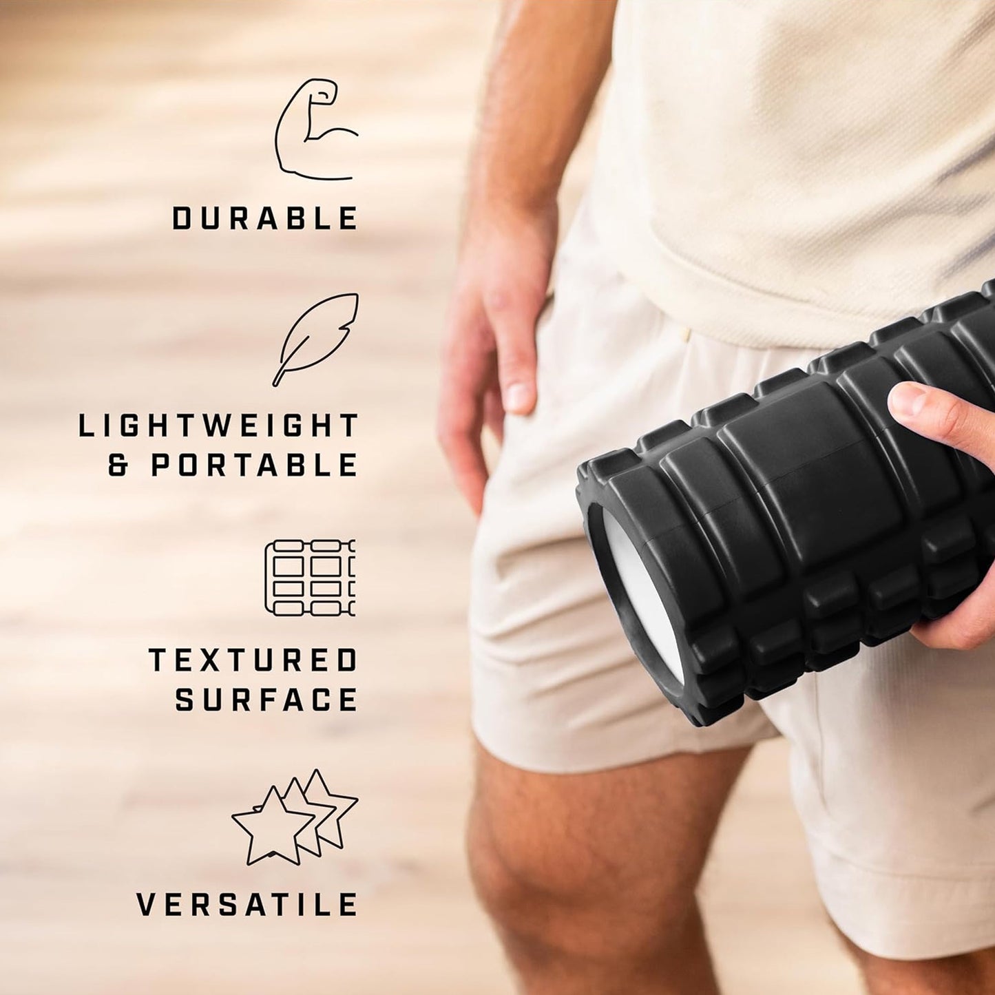 Relieve Muscle Tension with EVA Foam Roller | Compact & Lightweight Deep Tissue Massager for Post Workout Recovery, Flexibility, & Pain Relief