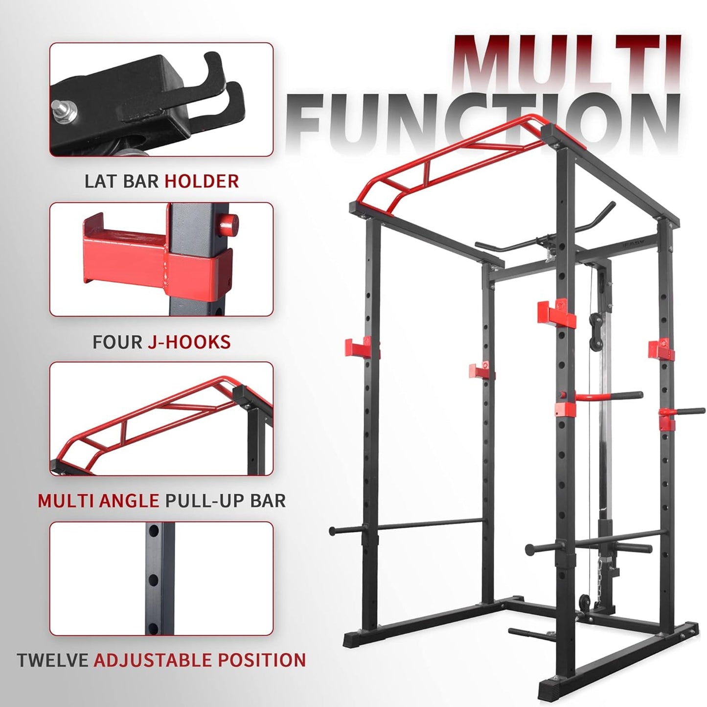 Ultimate Strength Training Station | Full-Feature Power Rack with Adjustable Cable Pulley System, Pull-Up Bar & Multi-Use Cage for Home & Commercial Gyms