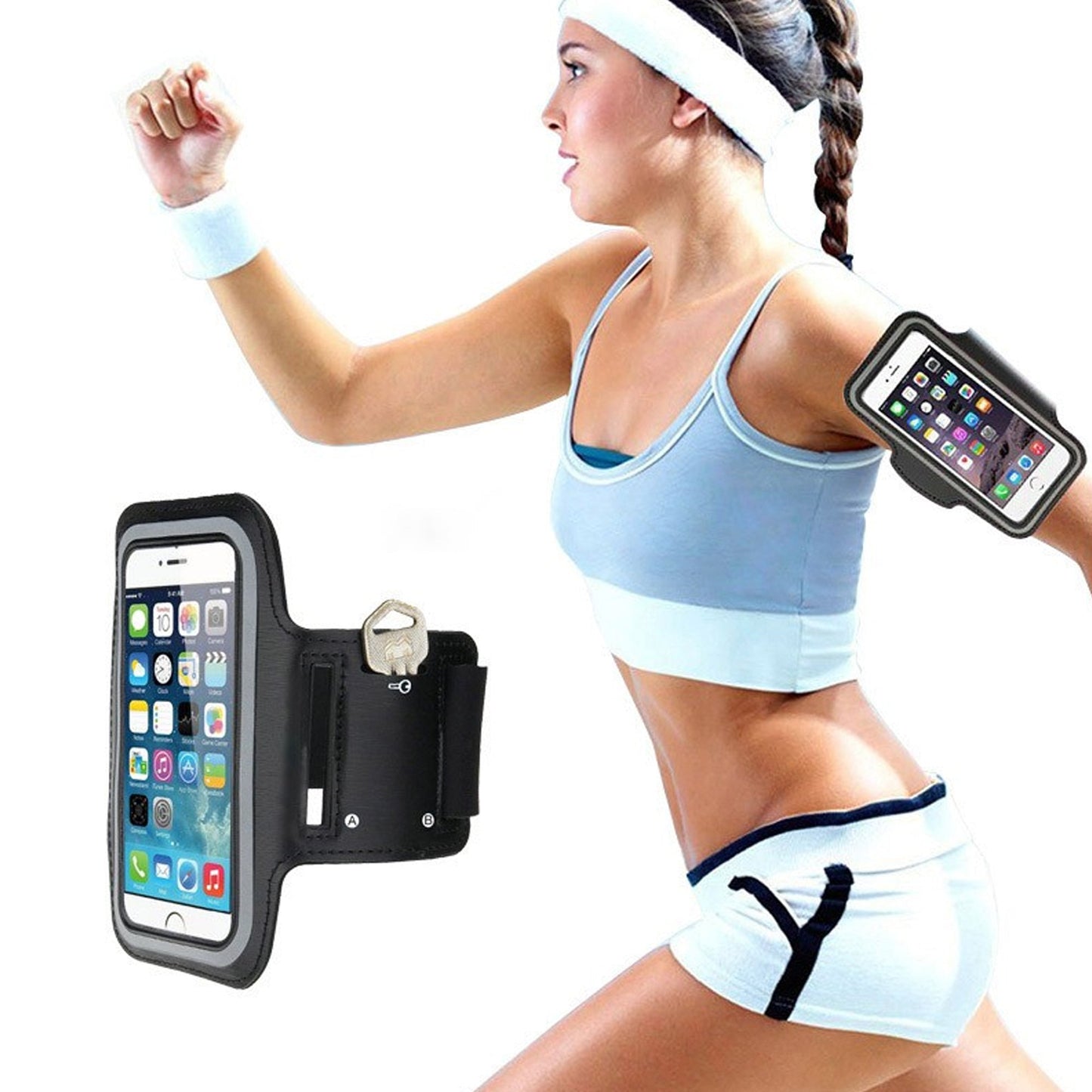 Hands-Free Phone Armband for Runners | Water-Resistant Sports Band with Reflective Design & Stretch Fit – Compatible with Phones up to 7.0”
