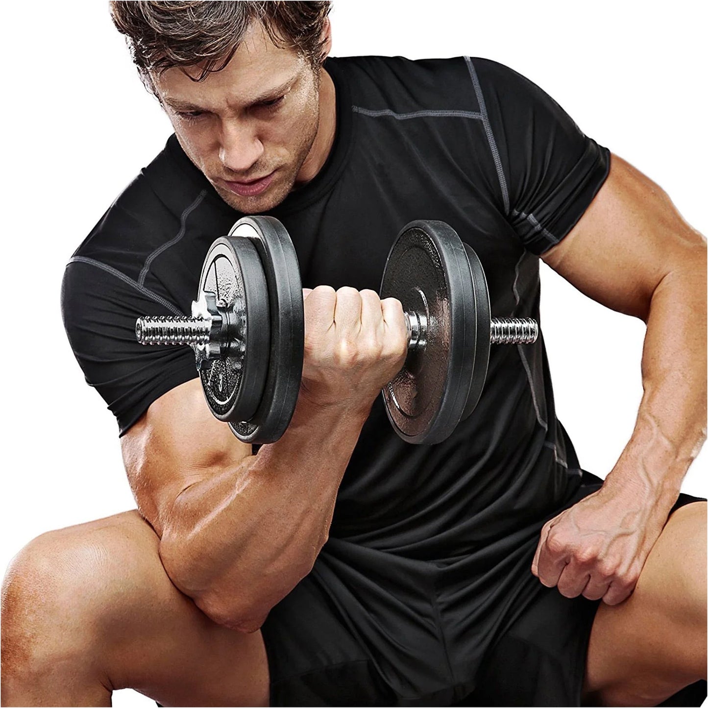 Premium 65kg Iron Weightlifting Kit | Convertible Dumbbell & Barbell Set with Anti-Slip Handles | Space-Saving Strength Gear for Full-Body Workouts at Home for Men and Women
