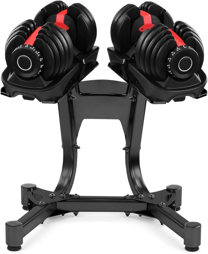 Upgrade Your Gym Setup with a Smart Adjustable Dumbbell Stand – Compatible with 24kg & 40kg Weights, Secure Dial Slots, and Belted Rack for Space-Saving Storage