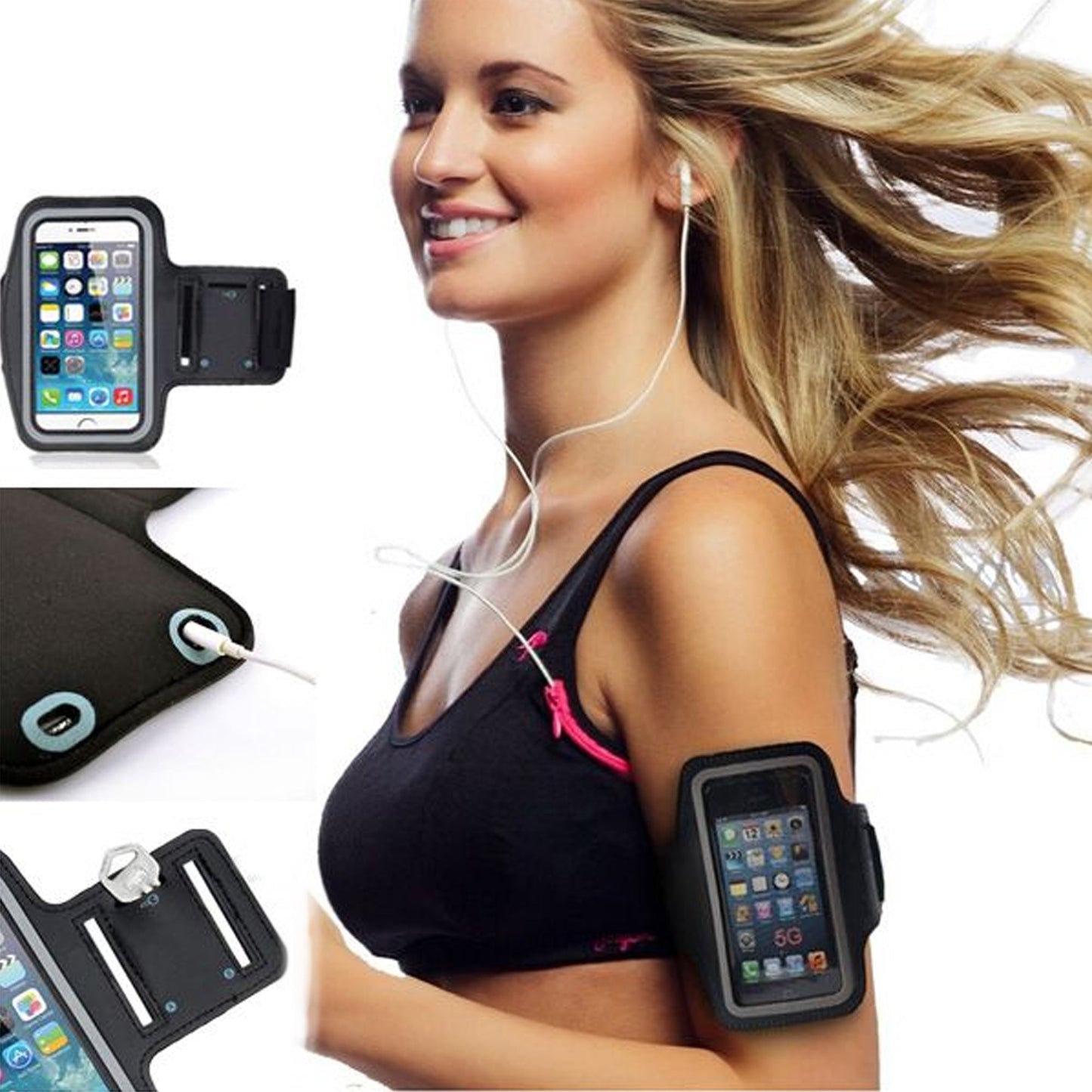 Hands-Free Phone Armband for Runners | Water-Resistant Sports Band with Reflective Design & Stretch Fit – Compatible with Phones up to 7.0”