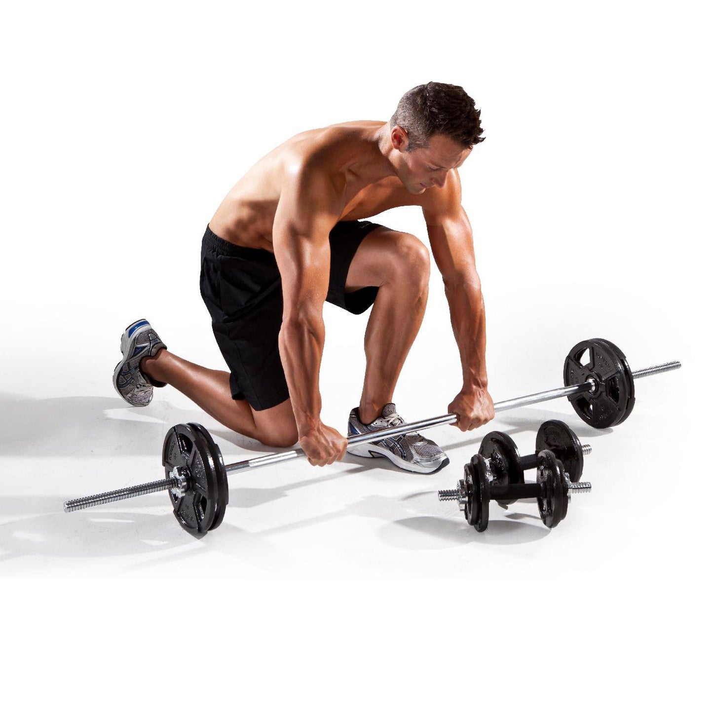 Premium 65kg Iron Weightlifting Kit | Convertible Dumbbell & Barbell Set with Anti-Slip Handles | Space-Saving Strength Gear for Full-Body Workouts at Home for Men and Women