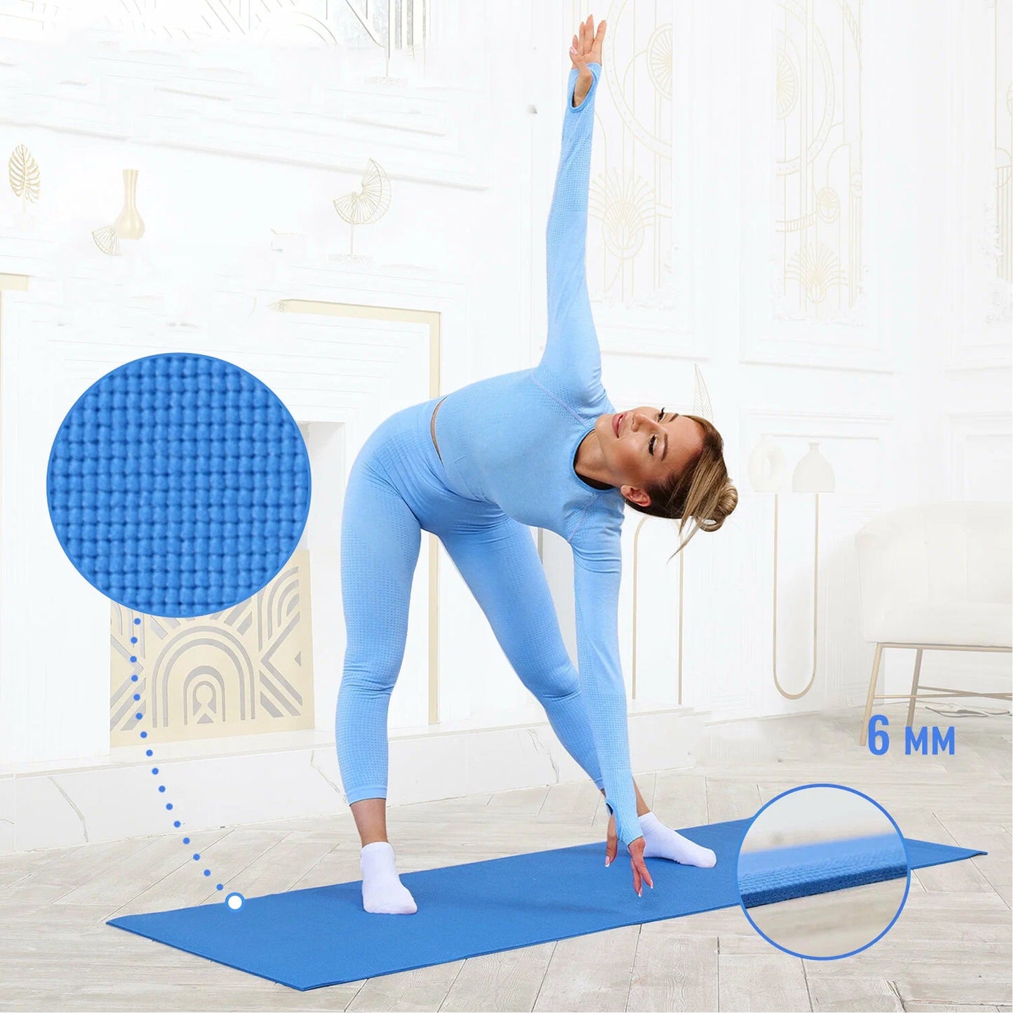 Premium 15mm NBR Foam Fitness Mat – Extra Thick, Non-Slip Yoga Mat for Pilates, HIIT, Gym & Home Workouts | Eco-Friendly + Carry Strap