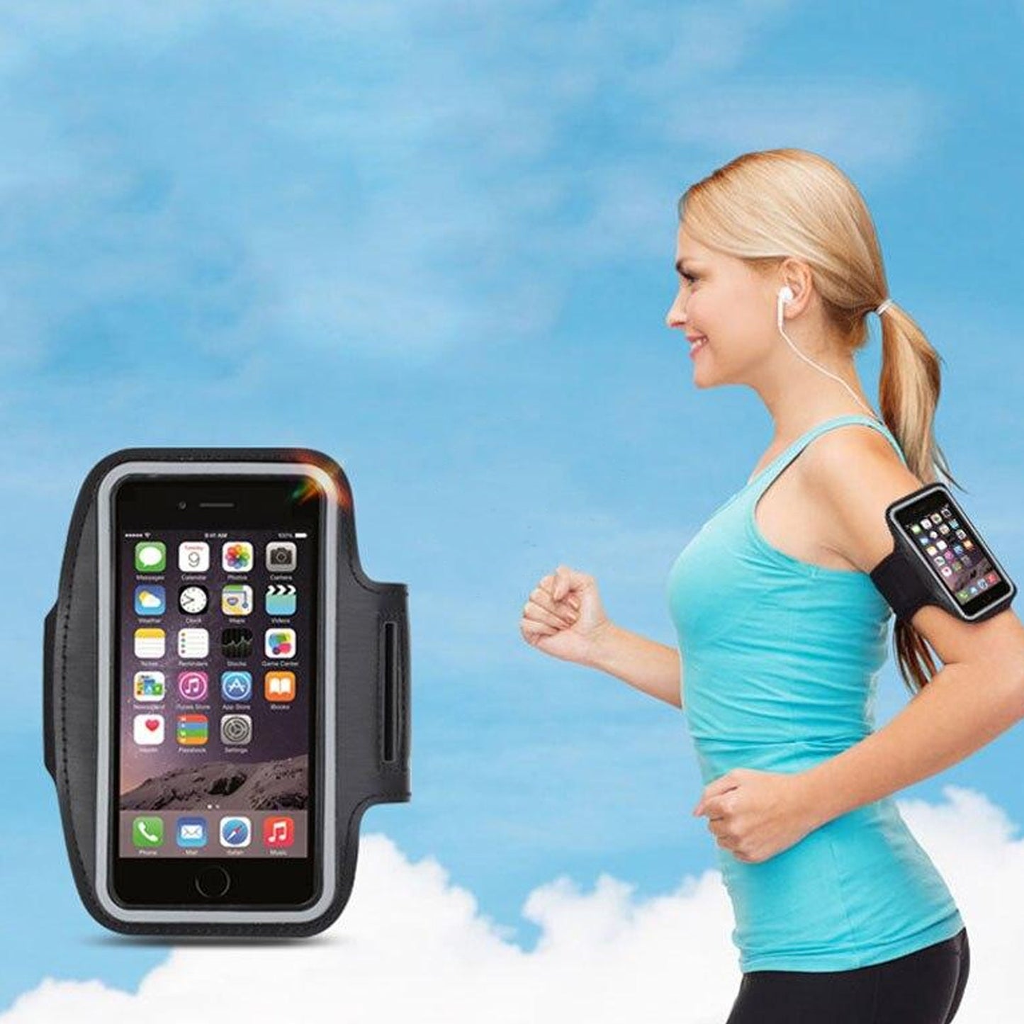Hands-Free Phone Armband for Runners | Water-Resistant Sports Band with Reflective Design & Stretch Fit – Compatible with Phones up to 7.0”