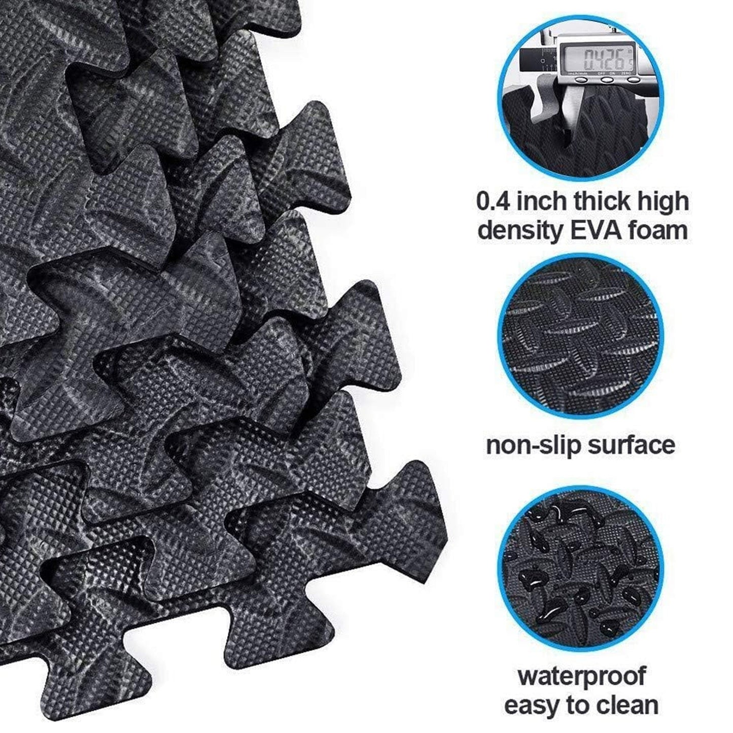 Transform Your Workout Space with Interlocking EVA Foam Mats | 10mm Thick Non-Slip Puzzle Tiles for Home & Gym | Durable Black Flooring for Exercise & Protection