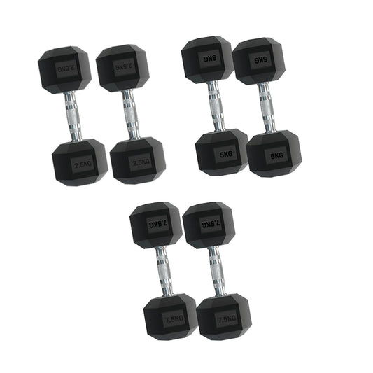 Hex Dumbbell Set 2.5–15kg Rubber-Coated Weights with Anti-Roll Design – Optional 3 Tier Vertical Rack – Strength Training for Compact UK Home Gyms