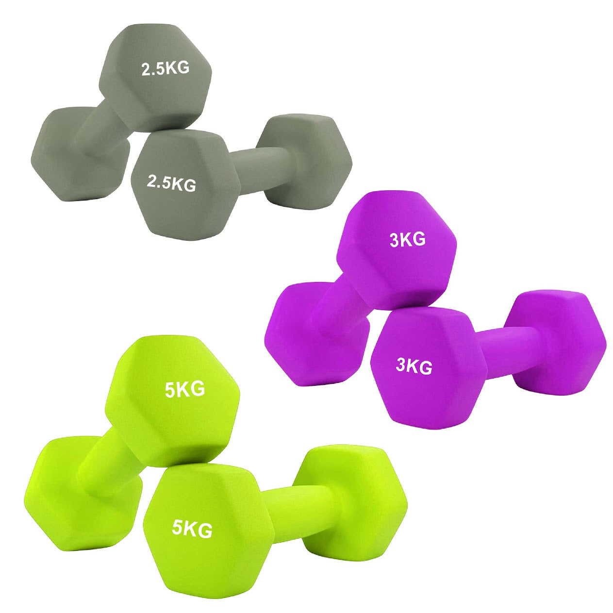 Neoprene Hex Dumbbells | Non-Slip Anti-Roll Weights for Home & Gym | Buy as Singles, Pairs or Full Sets | Ergonomic Grip & Smooth Coating | Ideal for Toning, Rehab & Strength Training