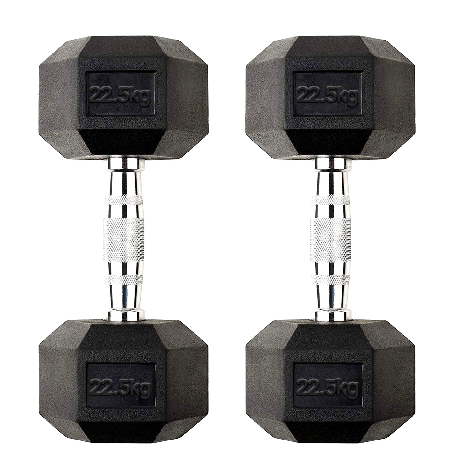 Heavy-Duty 22.5 kg Hex Dumbbell – Rubber Coated, Anti Roll Design, Chrome Knurled Grip for Weightlifting & Full Body Training at Home or Gym