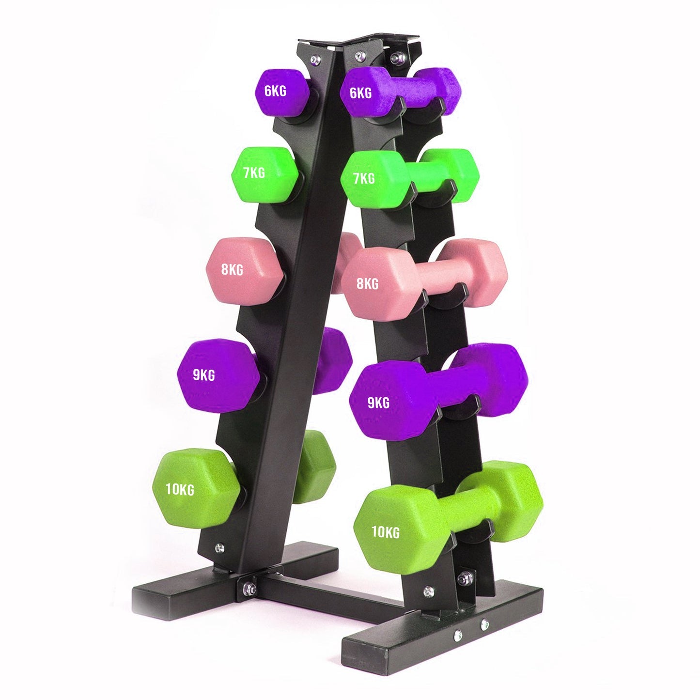 Space-Saving Neoprene Dumbbell Rack – 3 or 5 Tier Vertical Stand for Home Gym | Compact Weight Organizer with Optional Dumbbells Included