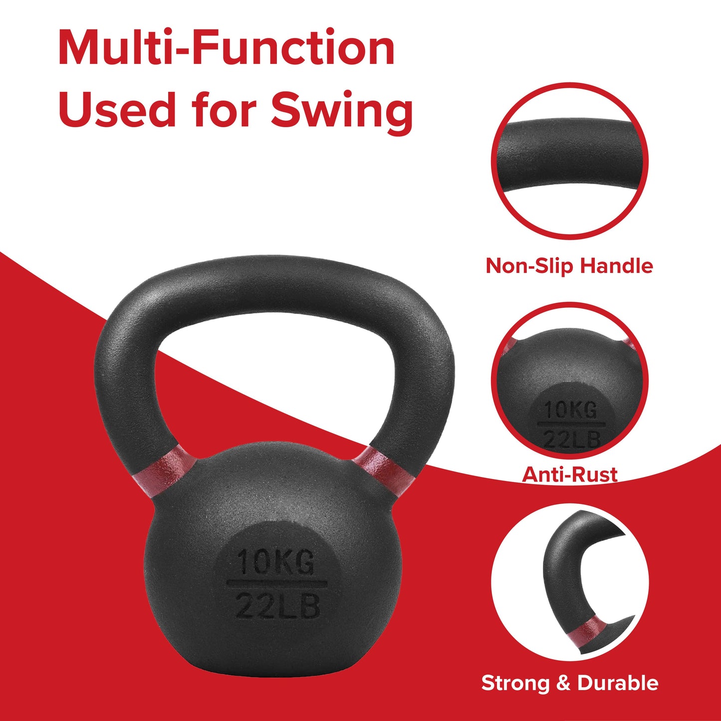 Heavy-Duty Cast Iron Kettlebell Set | All-in-One Strength Training Tool for Power, Endurance & Mobility | Rugged, Long-Lasting Design for Full-Body Home & Gym Workouts
