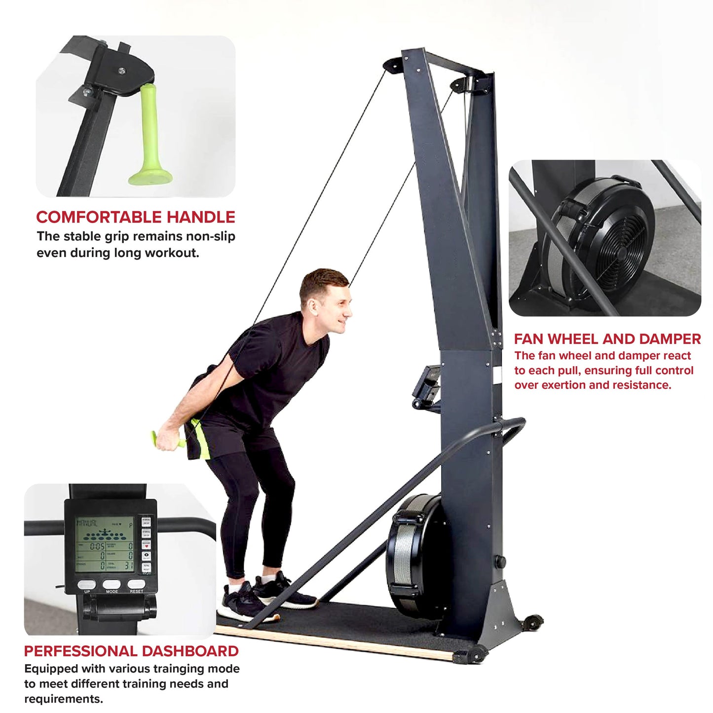 Indoor Ski Training Machine – Full-Body Cardio & Power Workout Equipment with LED Monitor | High-Performance Cross-Country Ski Simulator for Home Gym & Endurance Conditioning