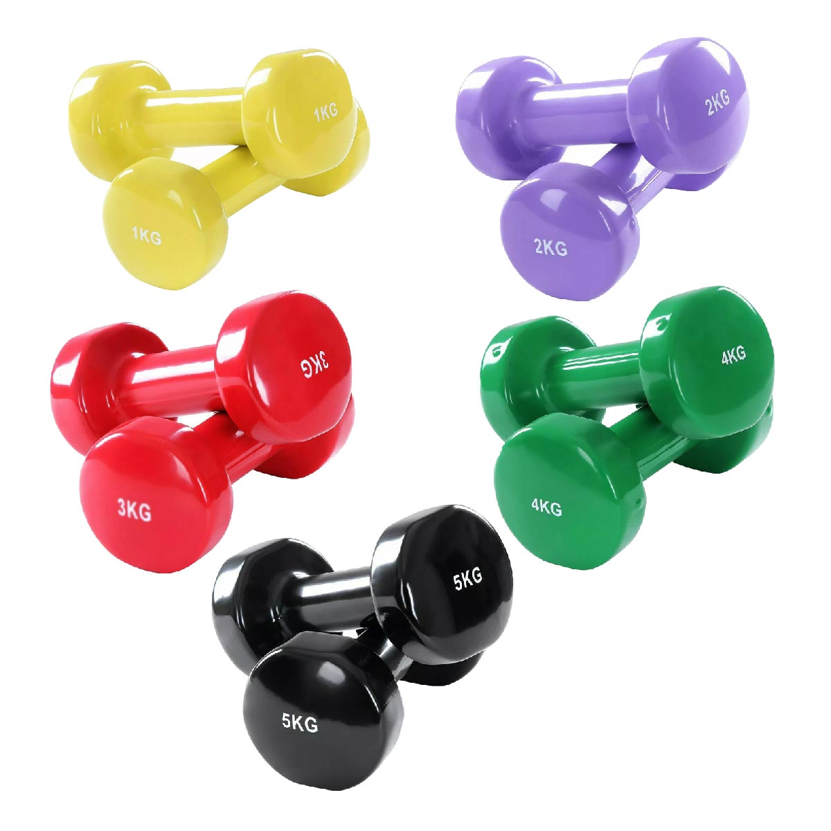 Colorful Neoprene-Coated Dumbbell Set | Non-Slip Vinyl Hand Weights for Home Workouts, Strength Training, and Body Toning | Ideal for Women & Men in Compact Fitness Spaces
