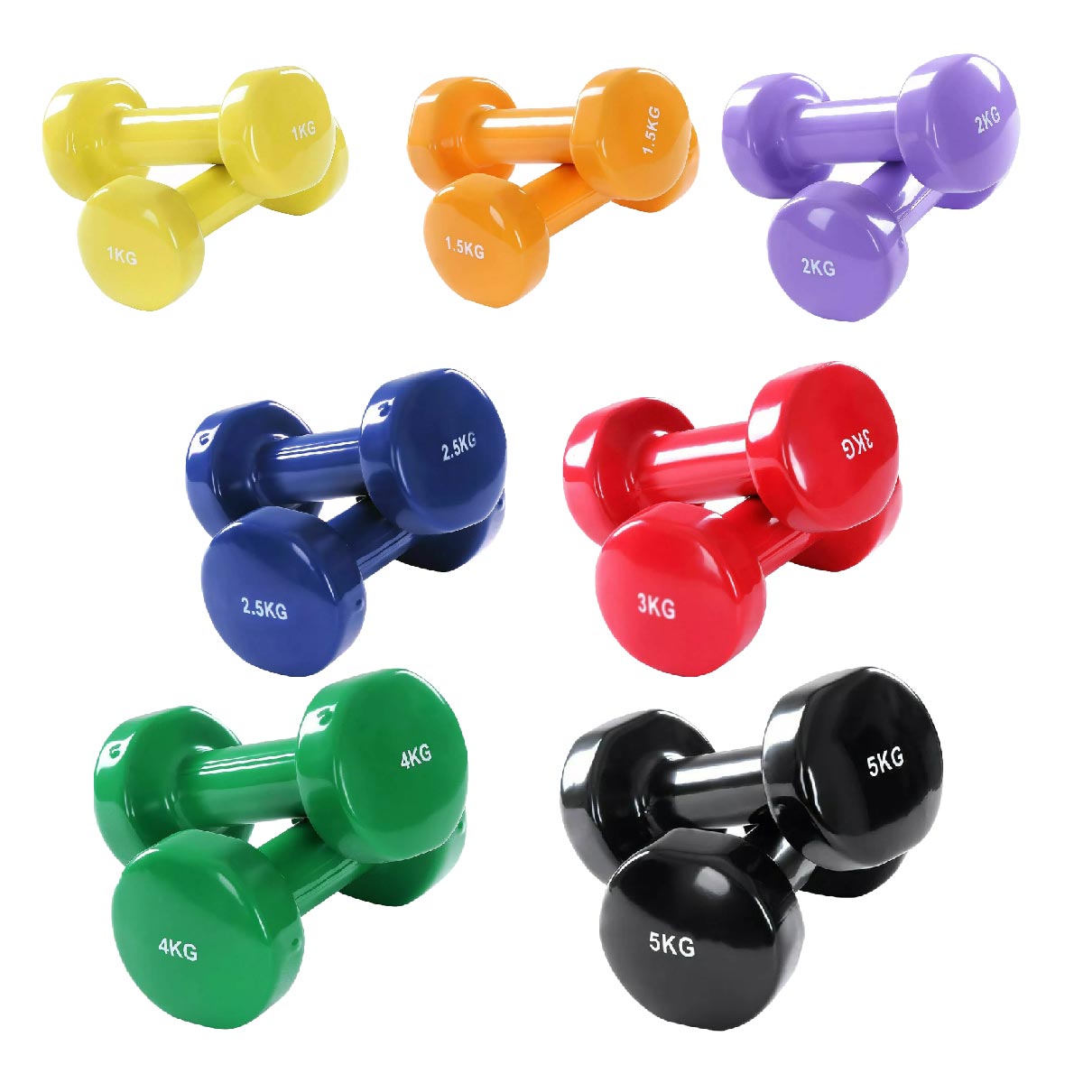 Colorful Neoprene-Coated Dumbbell Set | Non-Slip Vinyl Hand Weights for Home Workouts, Strength Training, and Body Toning | Ideal for Women & Men in Compact Fitness Spaces