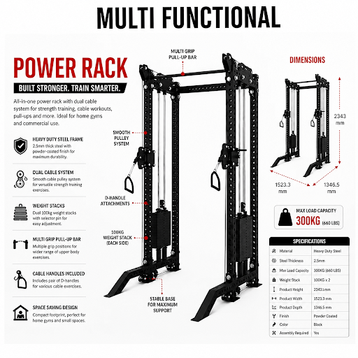 Versatile Power Cage & Functional Trainer for Complete Gym Workouts