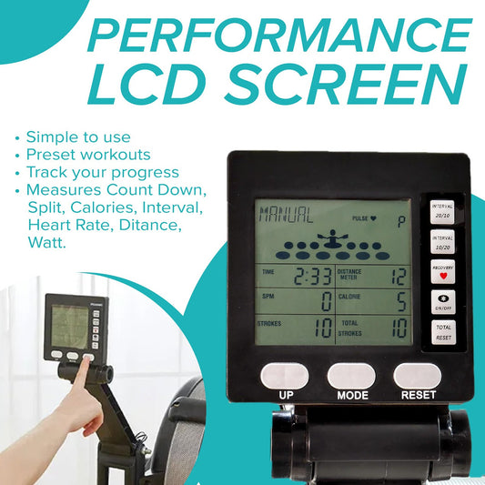 Smooth Glide Home Rower – Whisper-Quiet Rowing Machine with 10-Level Air Resistance | Foldable Alloy Frame, Smart Console & Ergonomic Design for Full-Body Workouts