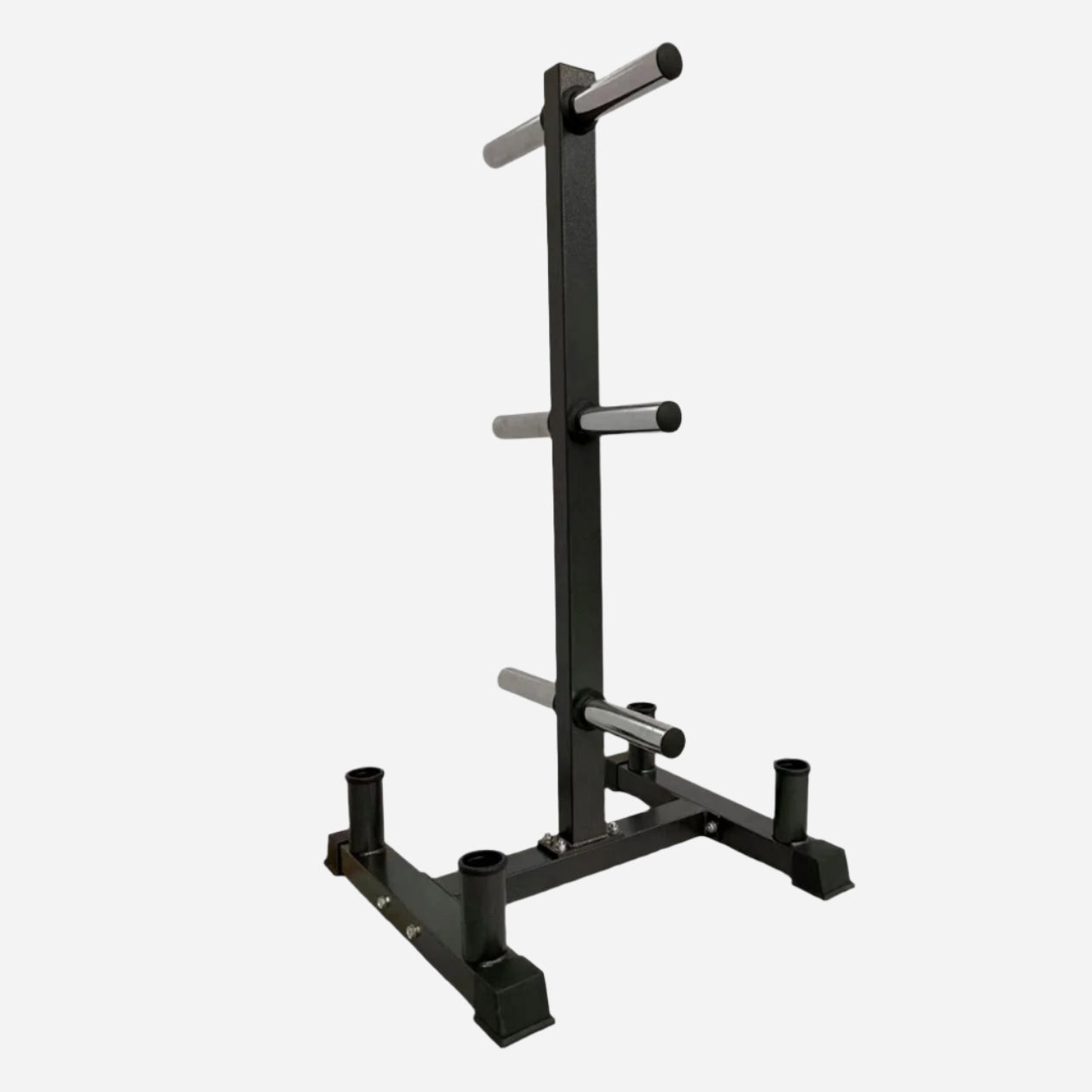 Organize Olympic Plates & Barbells with 3-Tier Weight Rack | 200kg Capacity | Space-Saving Bar Stand with Durable Black Finish for Home Gym Storage
