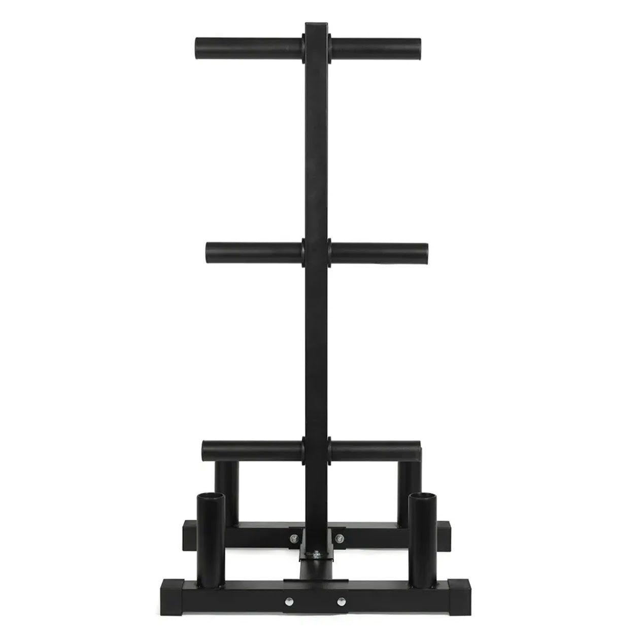 Organize Olympic Plates & Barbells with 3-Tier Weight Rack | 200kg Capacity | Space-Saving Bar Stand with Durable Black Finish for Home Gym Storage