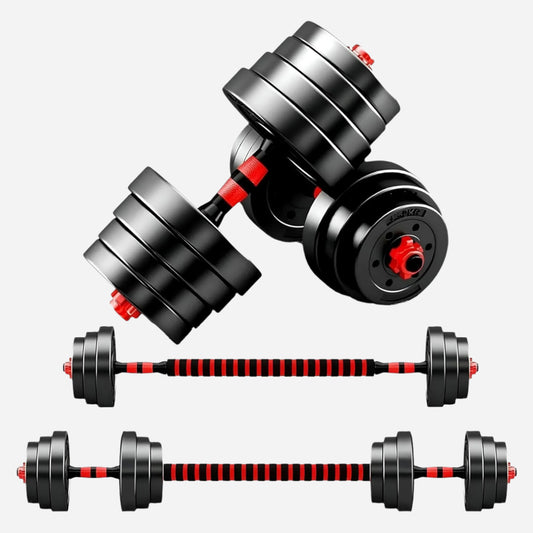 Versatile Fitness Weight Set – 30/25/20 kg Adjustable Vinyl-Coated Dumbbells & Barbell with Connector, Anti-Slip Grip, Ideal for Home Strength Training