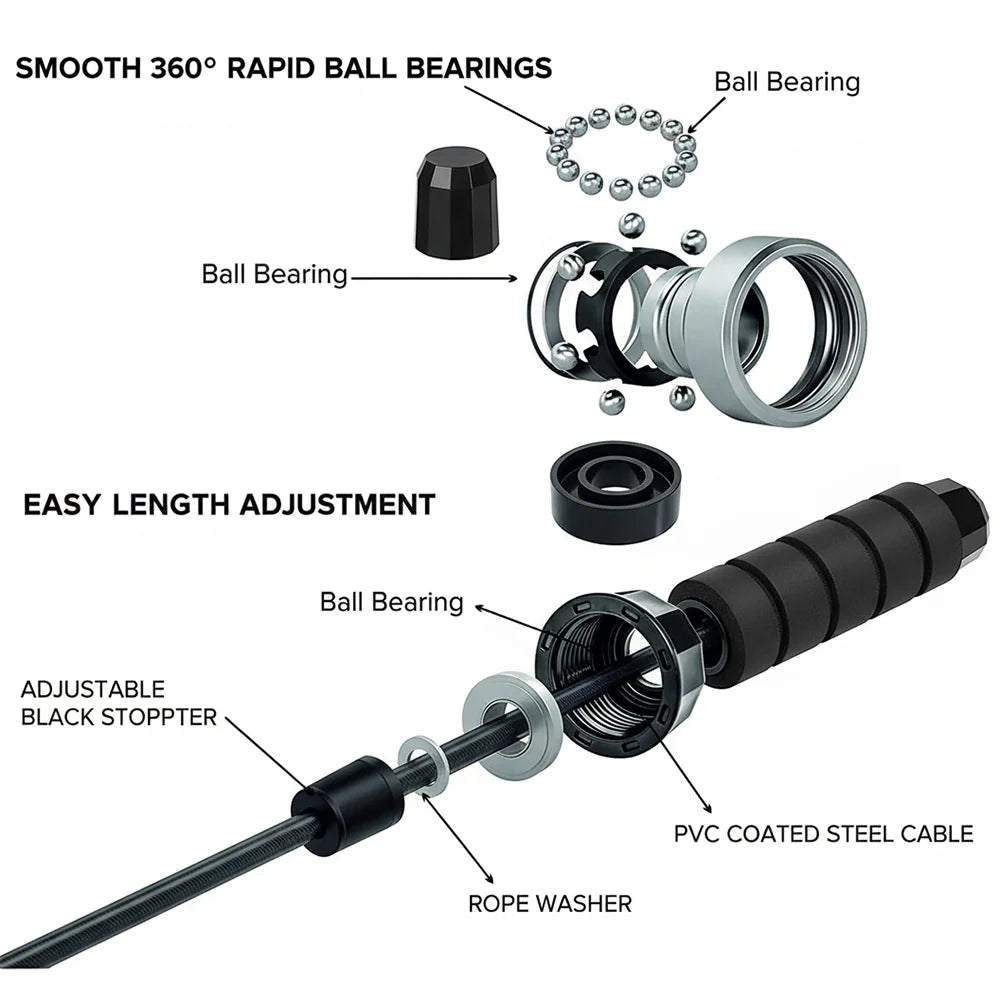 Boost Cardio Endurance with This Sleek Adjustable Skipping Rope – Built for Speed, Durability, and High-Intensity Workouts at Home or in the Gym