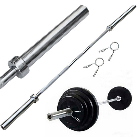 Heavy-Duty Power Bar – Olympic 2" Weightlifting Barbell (4ft to 7ft) with Spring Collars | Ideal for Squats, Deadlifts, Bench Press & Full-Body Training