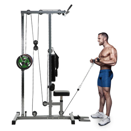 Multi-Function Cable Pulley Machine – High & Low Lat Station with Adjustable Seat for Strength Training and Full-Body Home Gym Workouts