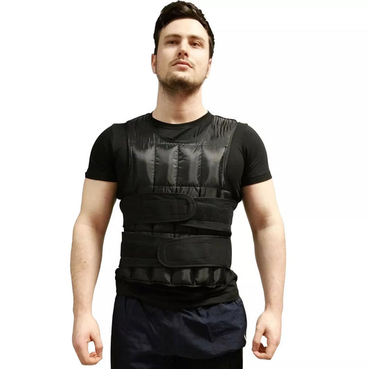 Weighted Training Vest 10kg–20kg | 38 Removable Weight Bags | Adjustable Black Vest for Cardio, Running, CrossFit & Strength Workouts | Unisex Design for All Fitness Levels
