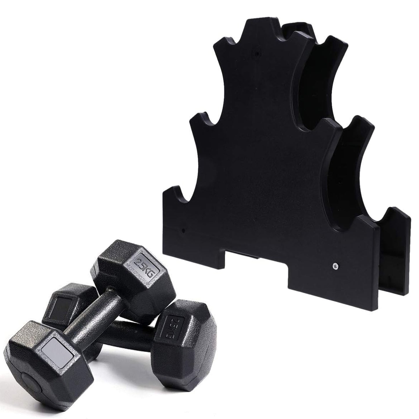 Space-Saving Neoprene Dumbbell Rack – 3 or 5 Tier Vertical Stand for Home Gym | Compact Weight Organizer with Optional Dumbbells Included