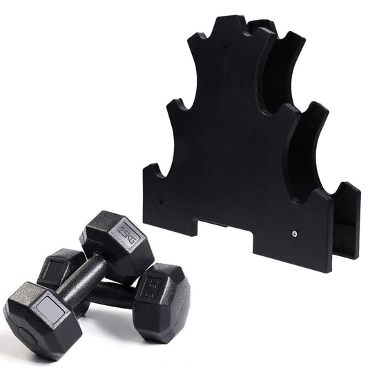 Space-Saving Neoprene Dumbbell Rack – 3 or 5 Tier Vertical Stand for Home Gym | Compact Weight Organizer with Optional Dumbbells Included