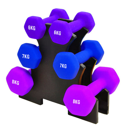 Space-Saving Neoprene Dumbbell Rack – 3 or 5 Tier Vertical Stand for Home Gym | Compact Weight Organizer with Optional Dumbbells Included