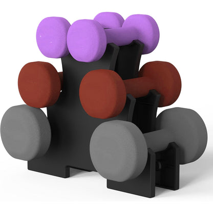 Space-Saving Neoprene Dumbbell Rack – 3 or 5 Tier Vertical Stand for Home Gym | Compact Weight Organizer with Optional Dumbbells Included
