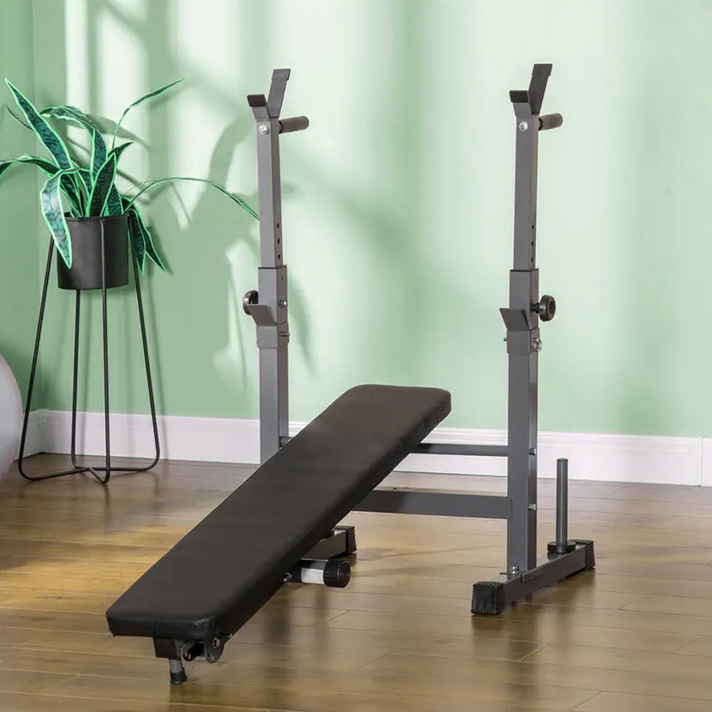 Transform Your Training Space with a Foldable Weight Bench Featuring Dip Bars & Barbell Stand | Adjustable & Heavy-Duty Design for Home Strength and Power Workouts