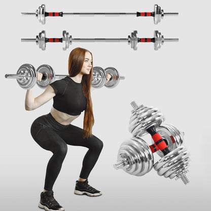 Transform Home Workouts with a 20kg Cast Iron Adjustable Weight Set – Dual Dumbbell & Barbell Function for Strength Training, Built with Durable Steel Plates