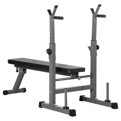 Transform Your Training Space with a Foldable Weight Bench Featuring Dip Bars & Barbell Stand | Adjustable & Heavy-Duty Design for Home Strength and Power Workouts