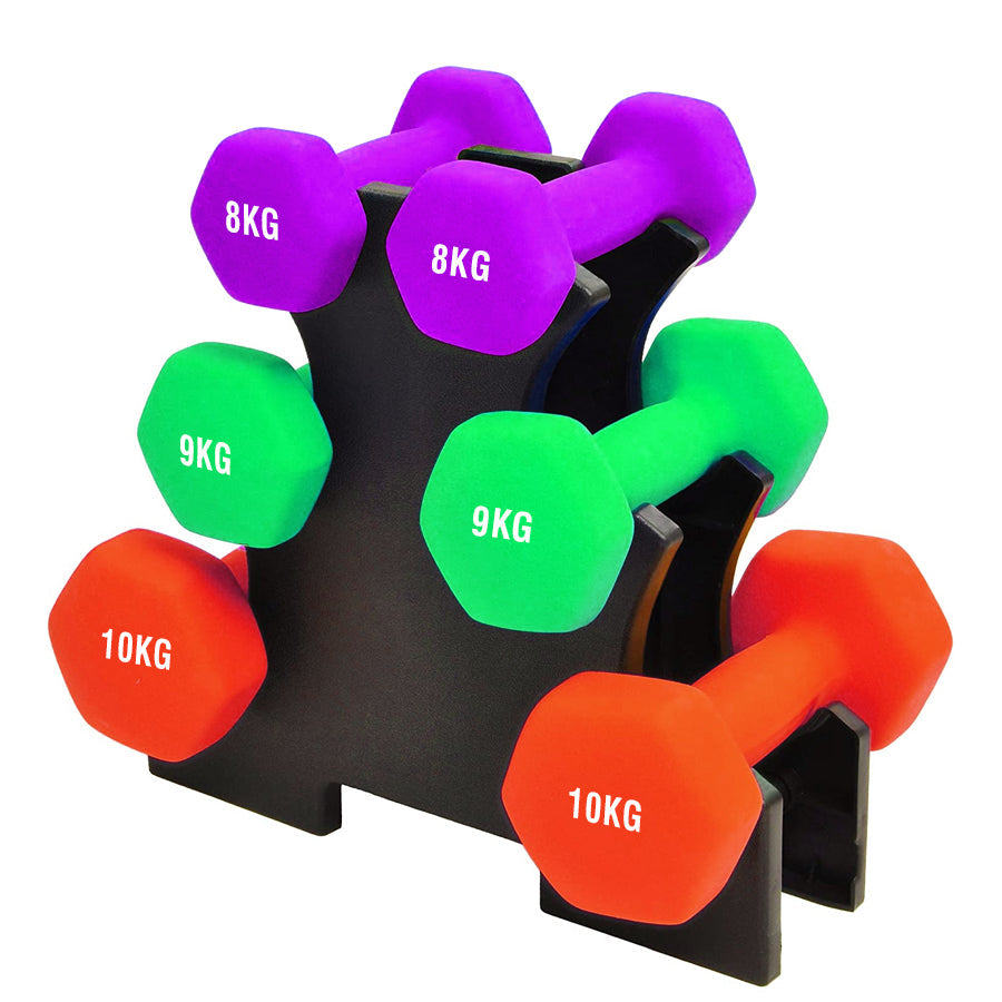 Space-Saving Neoprene Dumbbell Rack – 3 or 5 Tier Vertical Stand for Home Gym | Compact Weight Organizer with Optional Dumbbells Included