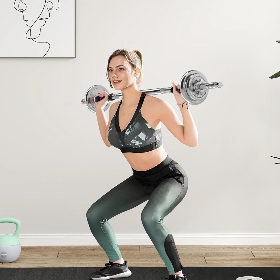 Transform Home Workouts with a 20kg Cast Iron Adjustable Weight Set – Dual Dumbbell & Barbell Function for Strength Training, Built with Durable Steel Plates