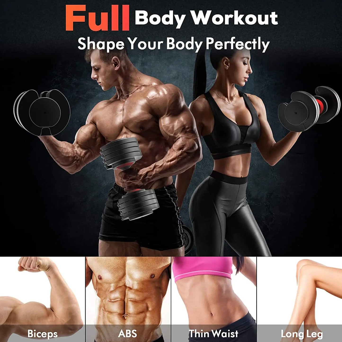 Moveable Dumbbells 25kg Pair – Multi-Weight Dial System with 10 Increments & Safety Lock, Ideal for Home Fitness & Muscle Building