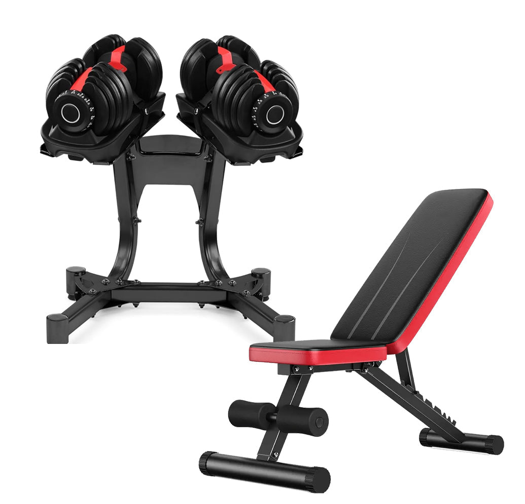 Transform Your Workouts with 24kg Adjustable Dumbbell | 15-in-1 Rapid Weight Selector | Compact All-in-One Set | Optional Training Bench & Stand for Men & Women Fitness