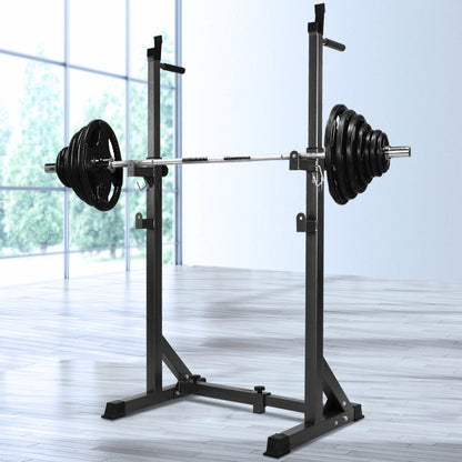 Build Serious Strength with Adjustable Barbell Rack | Half Squat Rack Featuring Dip Station, Safety Spotters & 200KG Capacity – Perfect for Power & Home Training