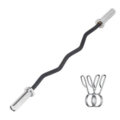 Build Muscle with 47" Chrome Olympic Curl Bar – Includes 2 Spring Collars, Supports 2-Inch Plates – Ideal for Biceps, Squats, Deadlifts & Strength Workouts