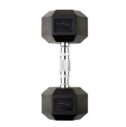 Hex Dumbbells 2.5kg–60kg Sets or Pairs – Rubber-Coated Anti-Roll Weights with Rack or Without – Chrome Knurled Grip for Strength Training at Home Gym