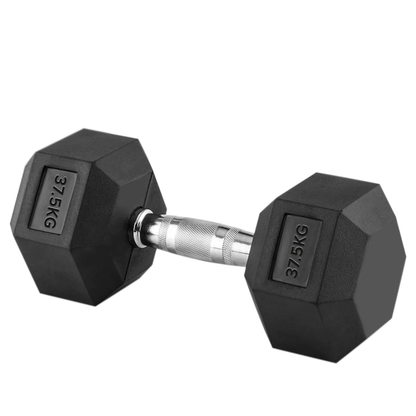 Hex Dumbbells 2.5kg–60kg Sets or Pairs – Rubber-Coated Anti-Roll Weights with Rack or Without – Chrome Knurled Grip for Strength Training at Home Gym