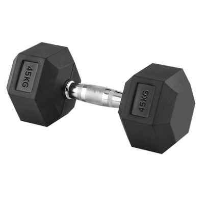 Hex Dumbbells 2.5kg–60kg Sets or Pairs – Rubber-Coated Anti-Roll Weights with Rack or Without – Chrome Knurled Grip for Strength Training at Home Gym