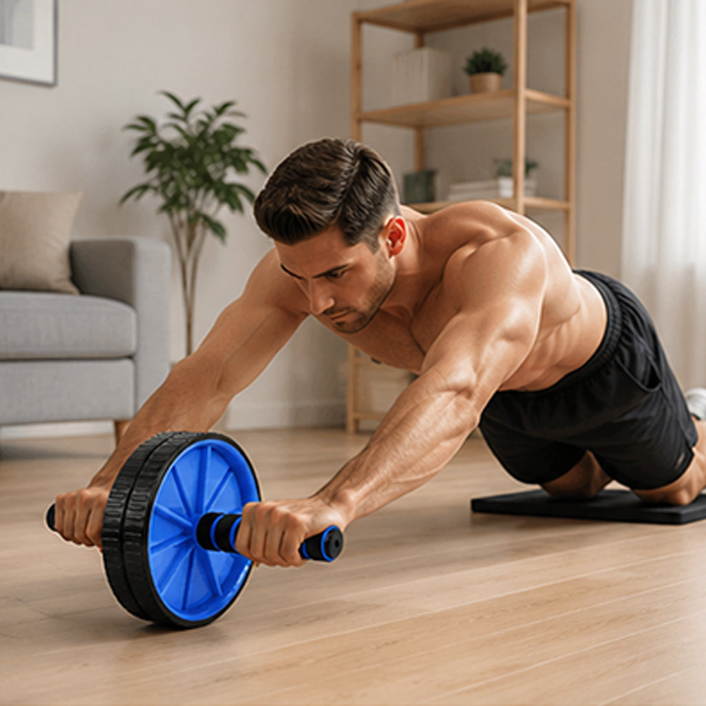 Level Up Core Workouts with Dual-Wheel Ab Roller Set – Includes Extra-Thick Knee Mat for Comfort & Stability, Perfect for Strength Training at Home or the Gym